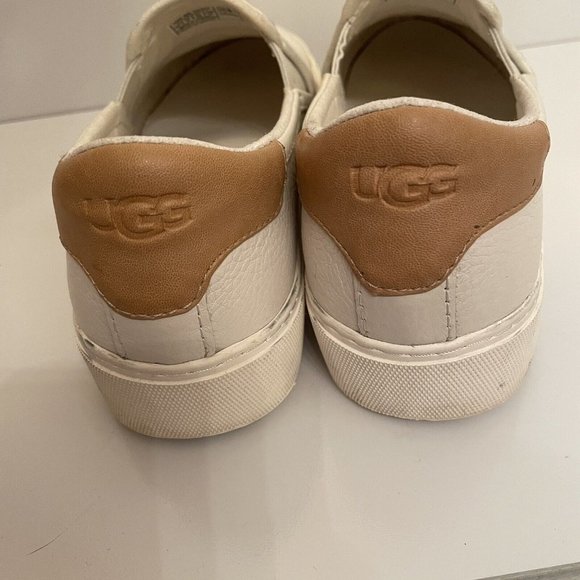 UGG Women's Cahlvan Ivory White Leather Flats Shoes Size 7 - Picture 5 of 6